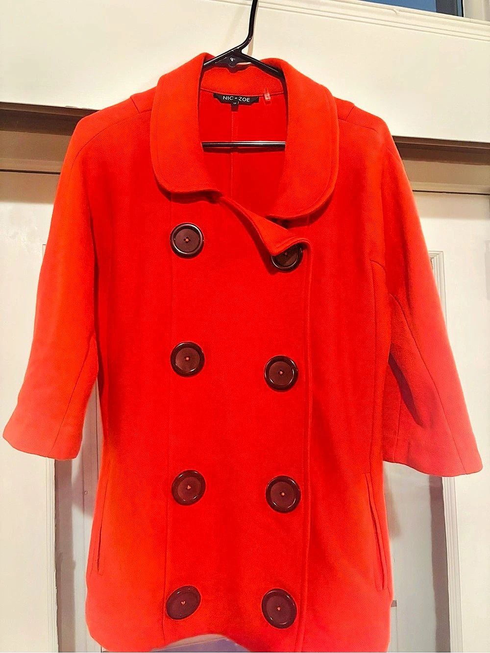 NIC+ZOE Women's Cotton blazer/jacket in Orange Size Medium